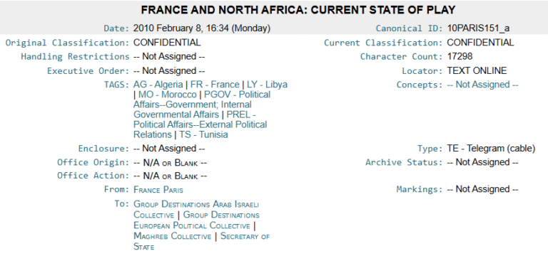 france maghreb wikileaks
