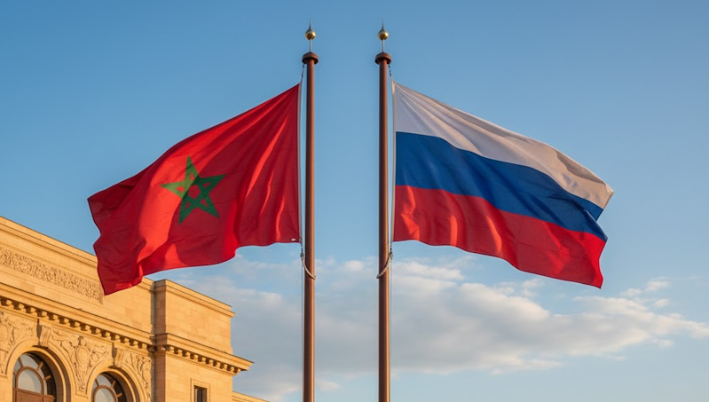 maroc russie flags