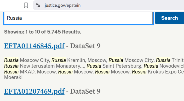 russia search epstein