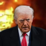 trump avec feu derrière